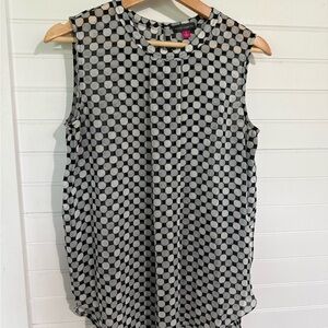 Vince Camuto Black and White Sleeveless Boxy Blouse